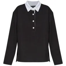 Рубашка-поло рэгби на пуговицах с длинными рукавами