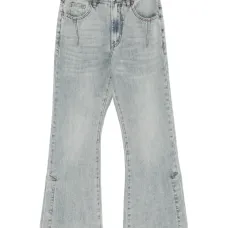 Джинсы-клёш с пуговицами на подоле