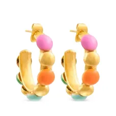 Серьги-кольца Creole с эмалью и бусинами