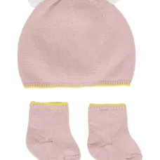 Комплект: шерстяная шапка с медвежьими ушками и носки