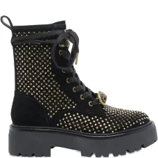 Кожаные ботинки на шнуровке с декоративными заклёпками Кожаные ботинки на шнуровке с декоративными заклёпками