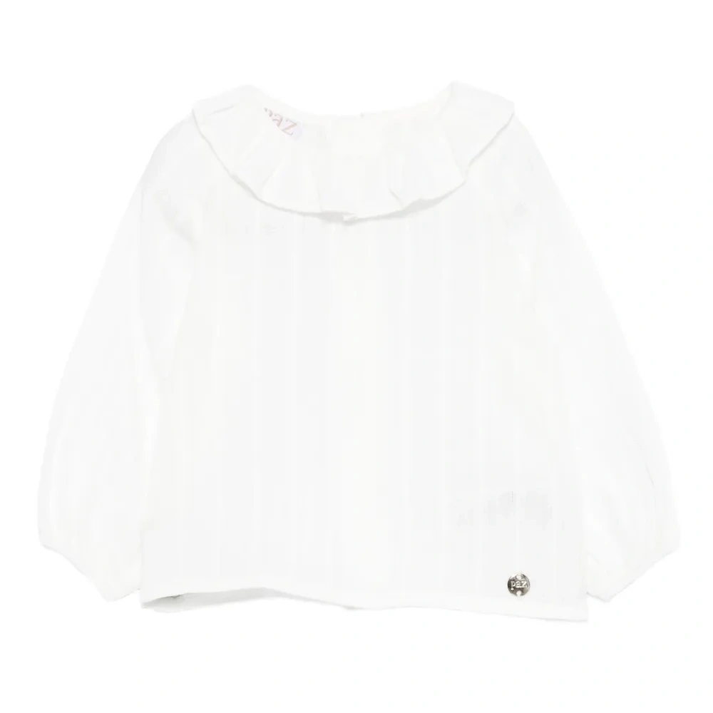 Топ в рубчик с оборчатым воротником