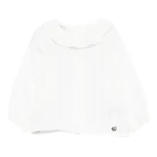 Топ в рубчик с оборчатым воротником