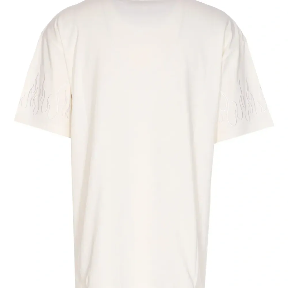 Футболка с вышивкой в виде пламени и круглым вырезом