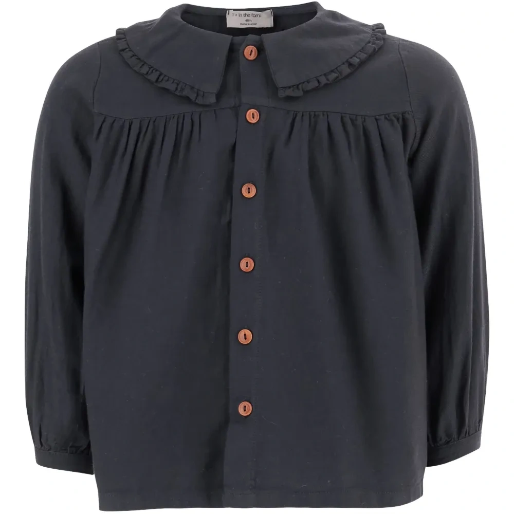 Платье на пуговицах с оборчатым воротником