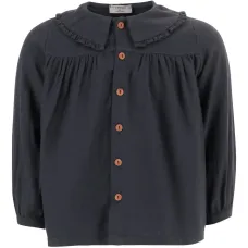 Платье на пуговицах с оборчатым воротником