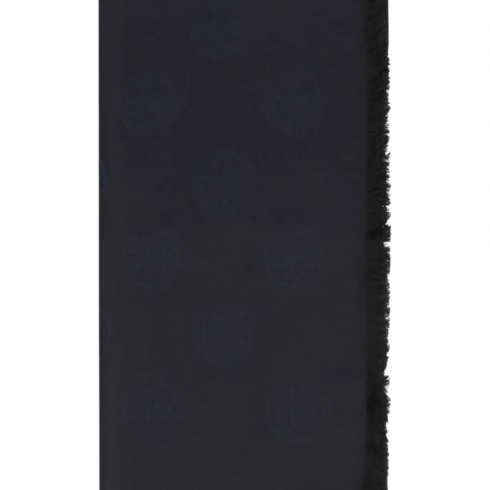 Шарф с логотипом и бахромчатыми краями