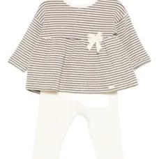 Полосатый комплект с комбинезоном и бантом