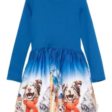 Платье с длинными рукавами и принтом с собакой