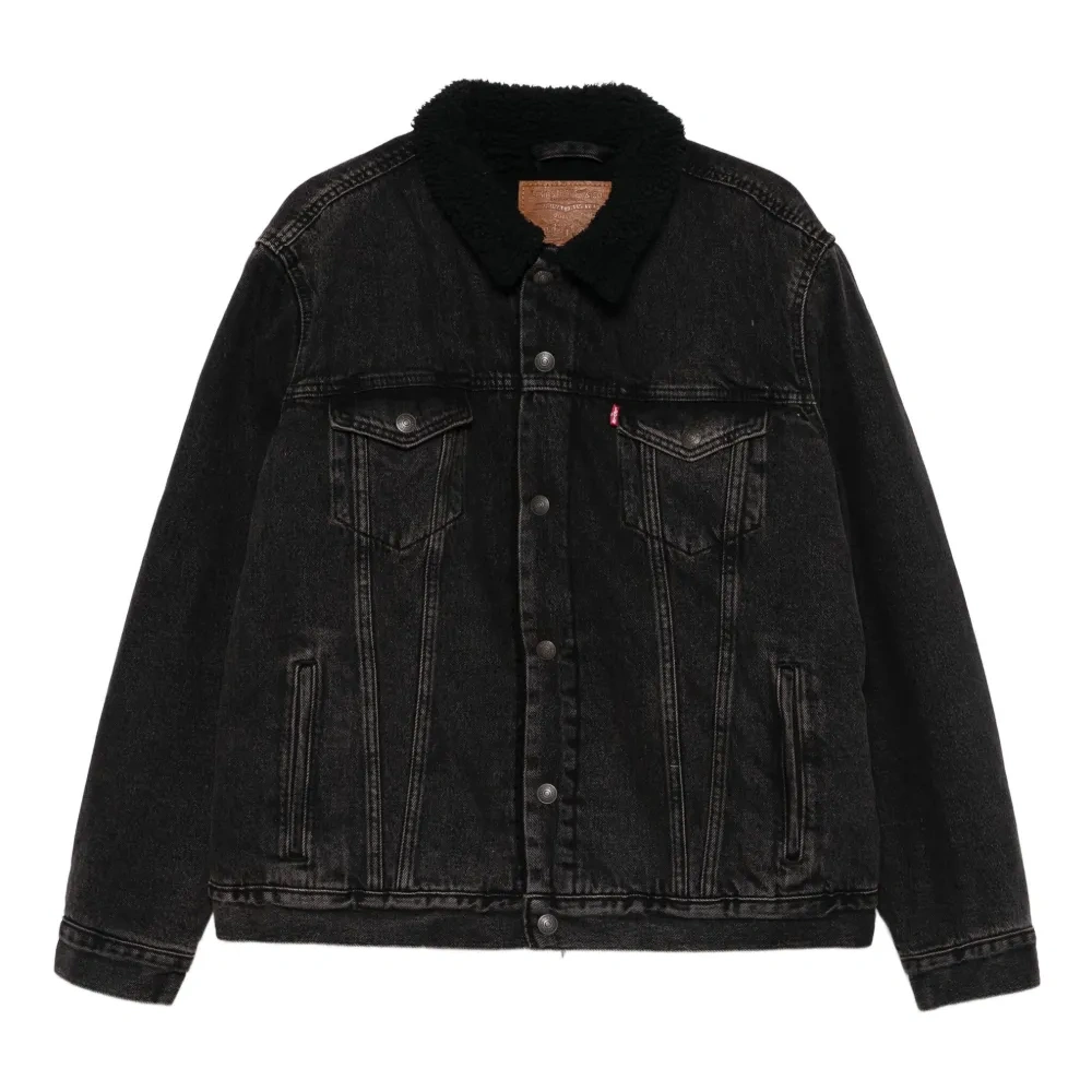 Джинсовая куртка с воротником из шерпы