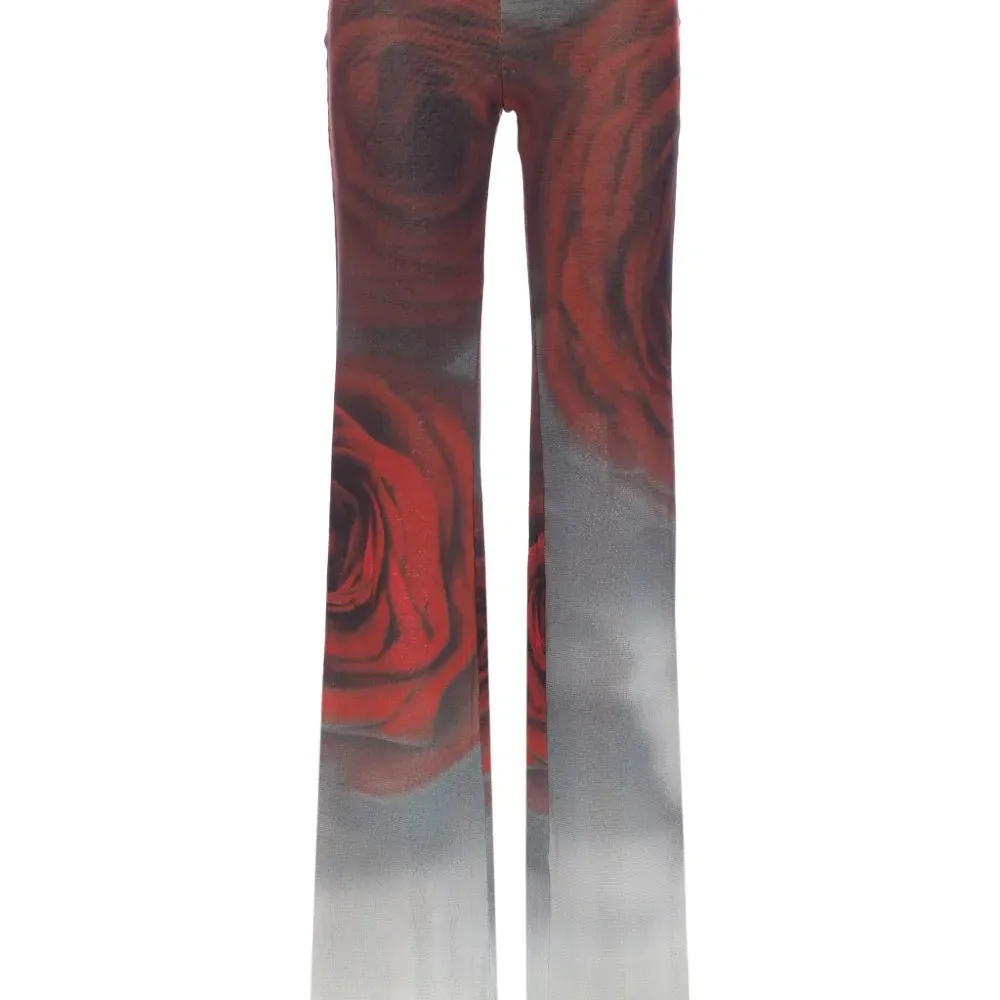 Прозрачные брюки с принтом роз