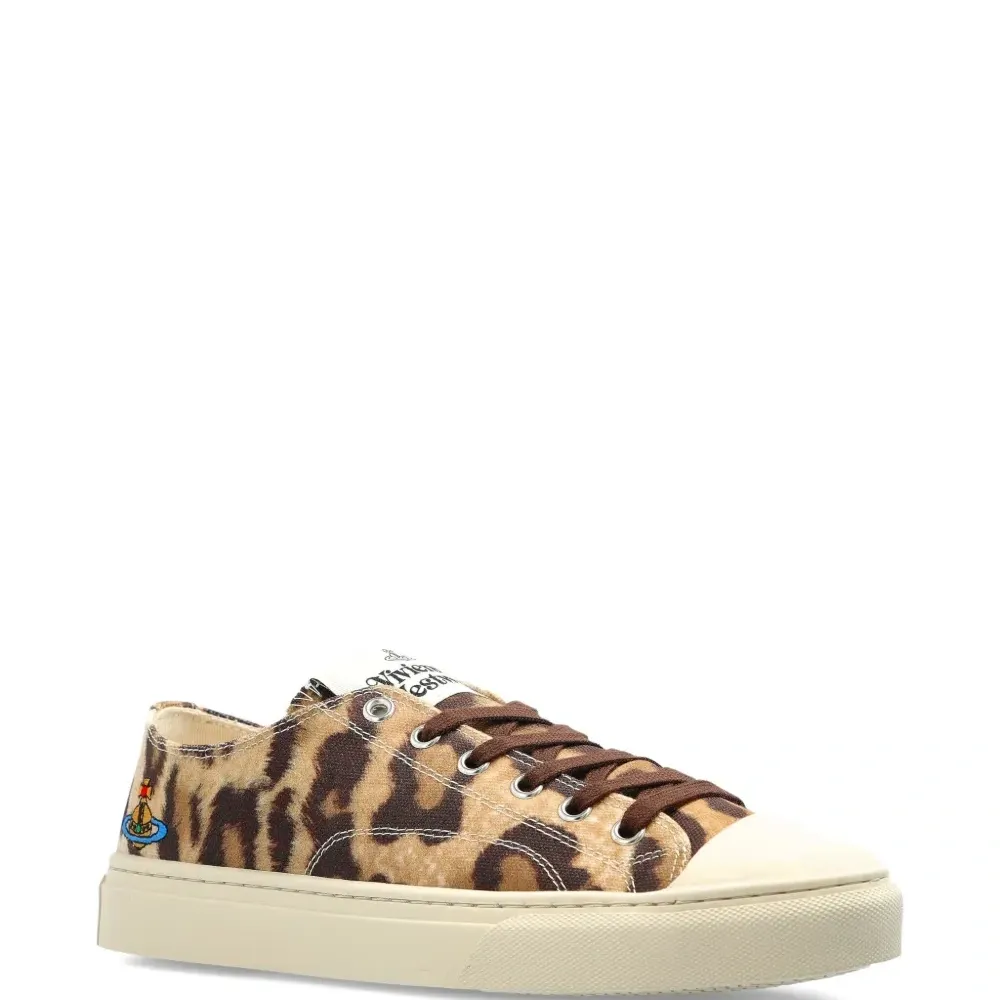 Кроссовки на шнуровке с анималистичным принтом