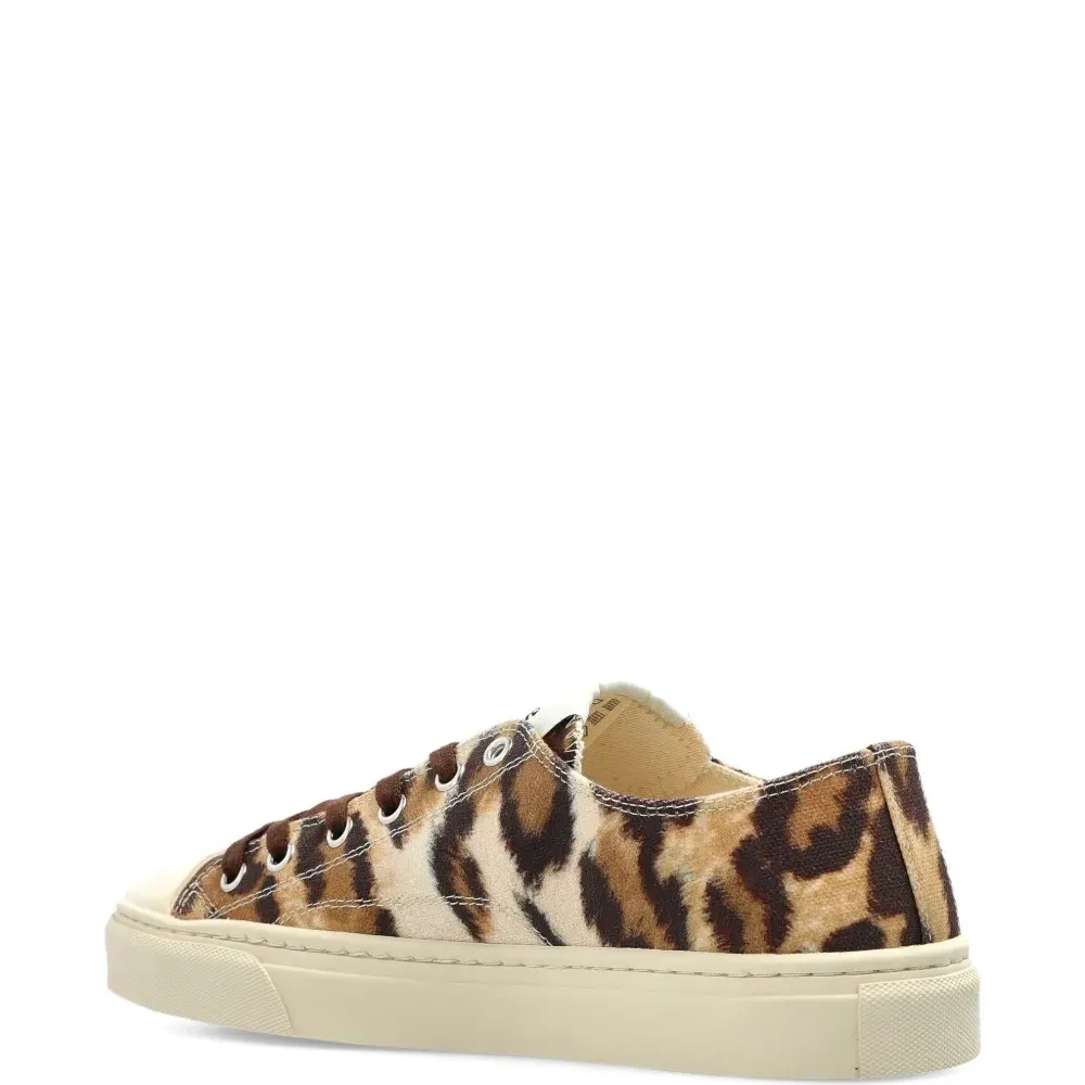 Кроссовки на шнуровке с анималистичным принтом