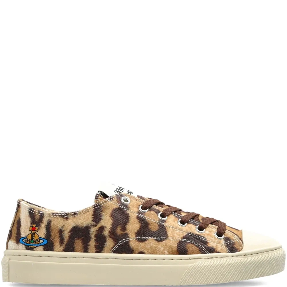 Кроссовки на шнуровке с анималистичным принтом