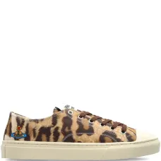 Кроссовки на шнуровке с анималистичным принтом