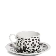 Чайные чашки с изображением кошки в горошек (набор из двух)