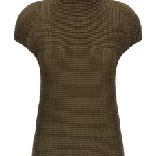 Плиссированная футболка с высоким воротником