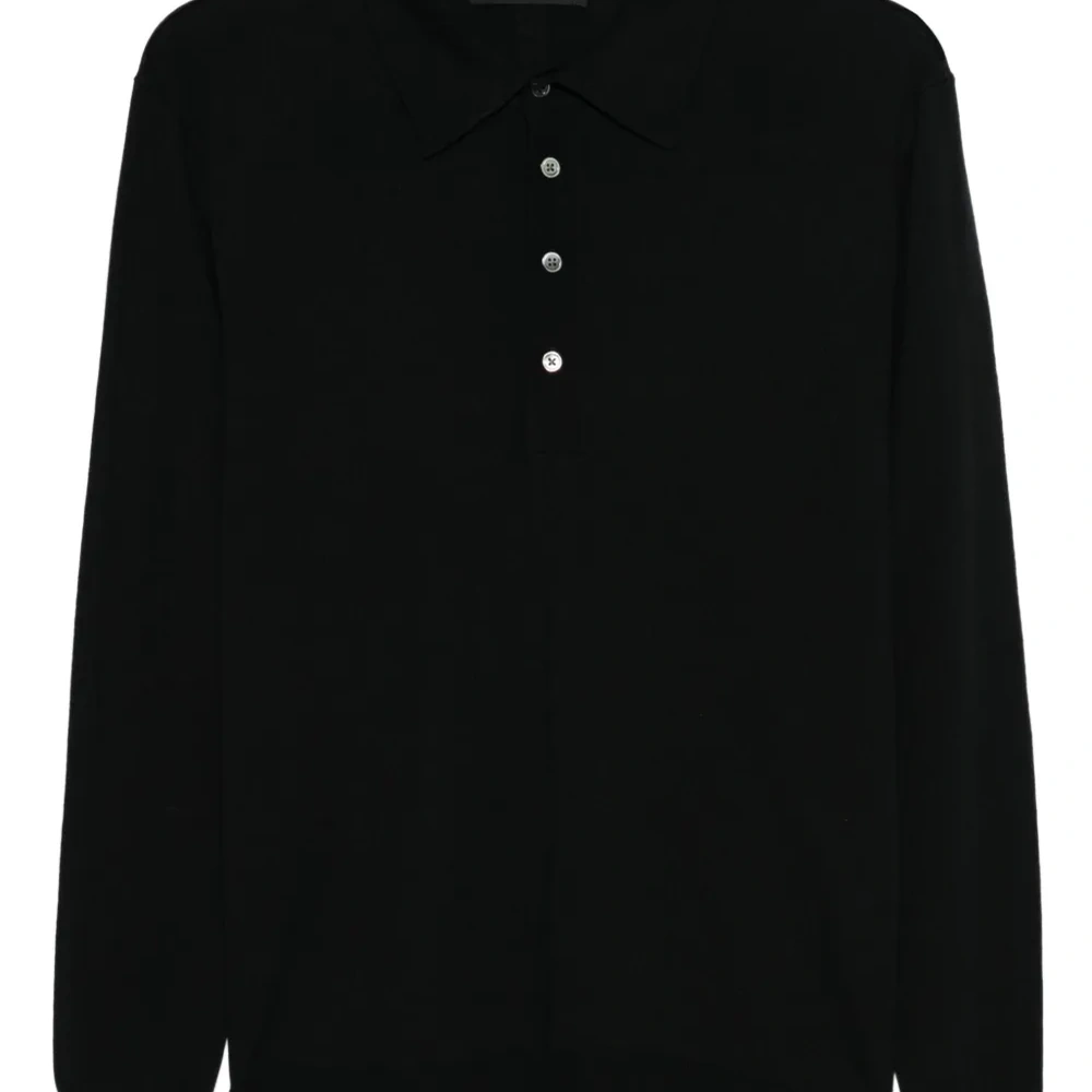 Поло на пуговицах с длинными рукавами