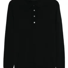 Поло на пуговицах с длинными рукавами