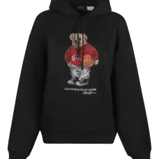 Вязаное худи с изображением медведя