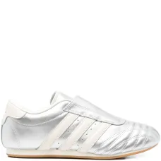 Кроссовки из металлизированной кожи с тремя полосками