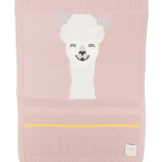 Вязаный плед с аппликацией в виде ламы