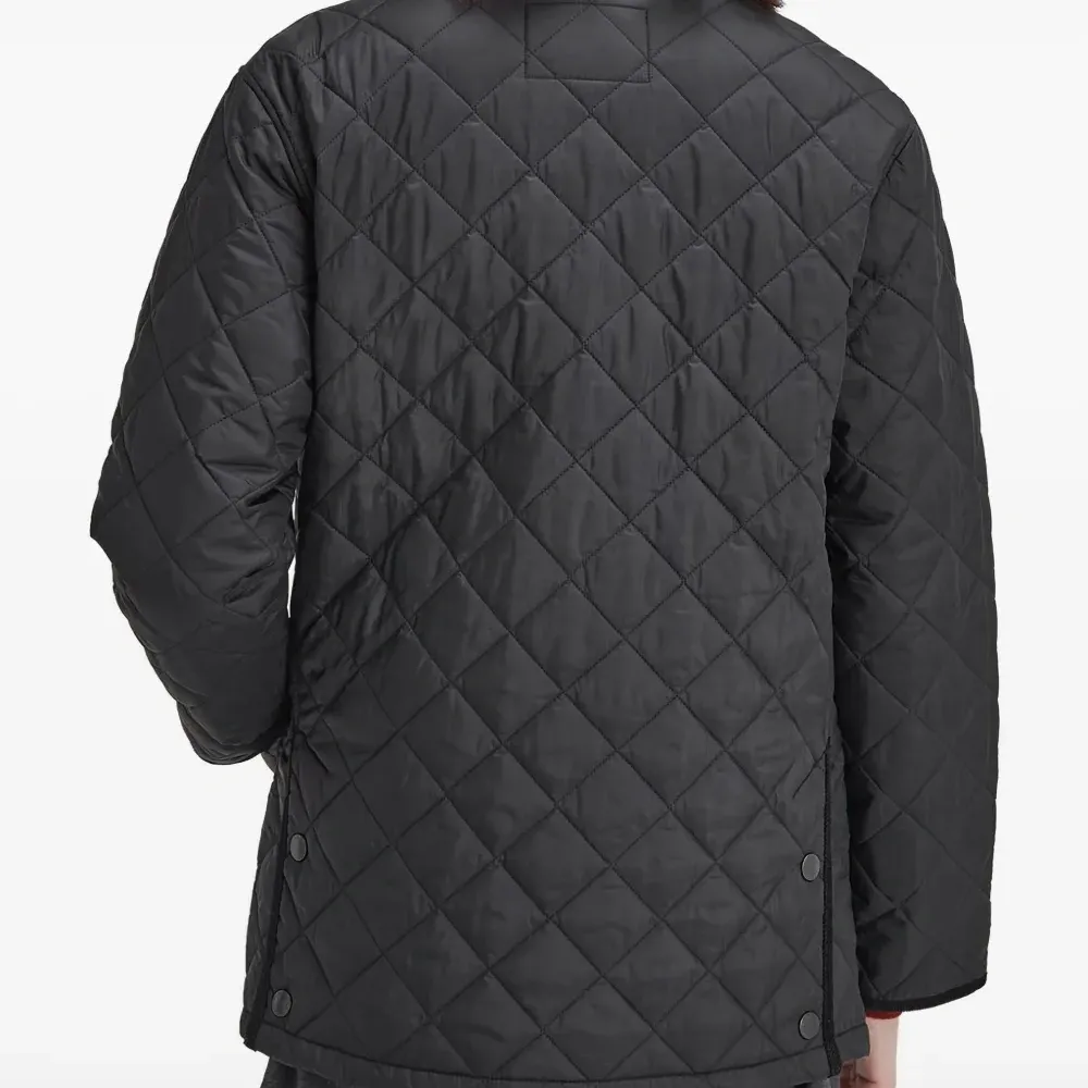 Стеганая куртка с бриллиантовым узором и вельветовым воротником Стеганая куртка с бриллиантовым узором и вельветовым воротником