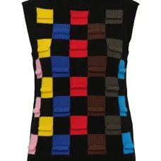 Клетчатый трикотажный жилет