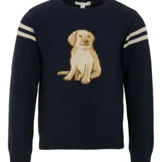 Полосатый свитер с мотивом собаки