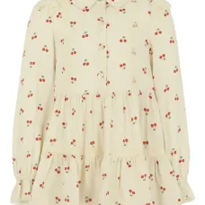 Платье с вишнёвым принтом и отделкой кружевом