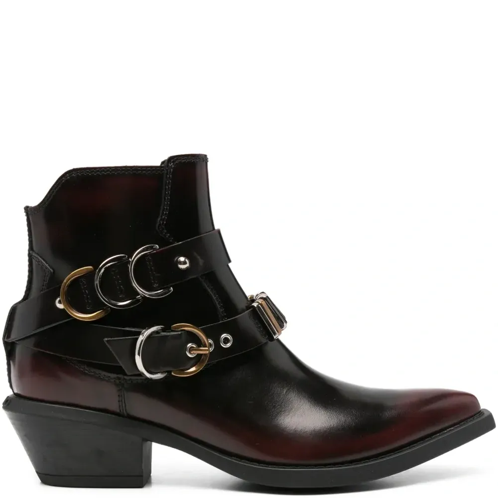 Остроконечные ботинки с ремешком и пряжкой