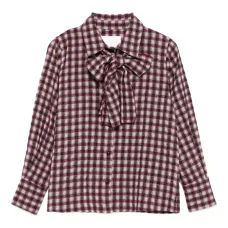 Блузка с бантом в клетку "гингем"