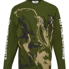 Хлопковая футболка с длинными рукавами и графическим принтом