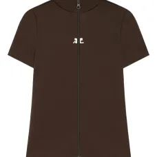 Футболка с логотипом и застежкой-молнией