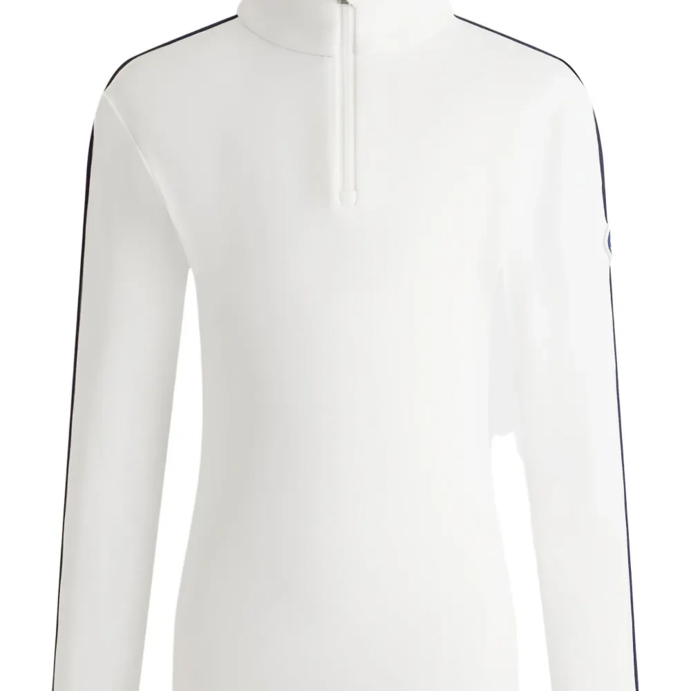 Свитшот с высоким воротником и полосами на рукавах