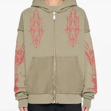 Флисовая худи на молнии с графическим принтом Ewigkeit Флисовая худи на молнии с графическим принтом Ewigkeit