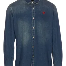 Джинсовая рубашка с вышитым сердцем