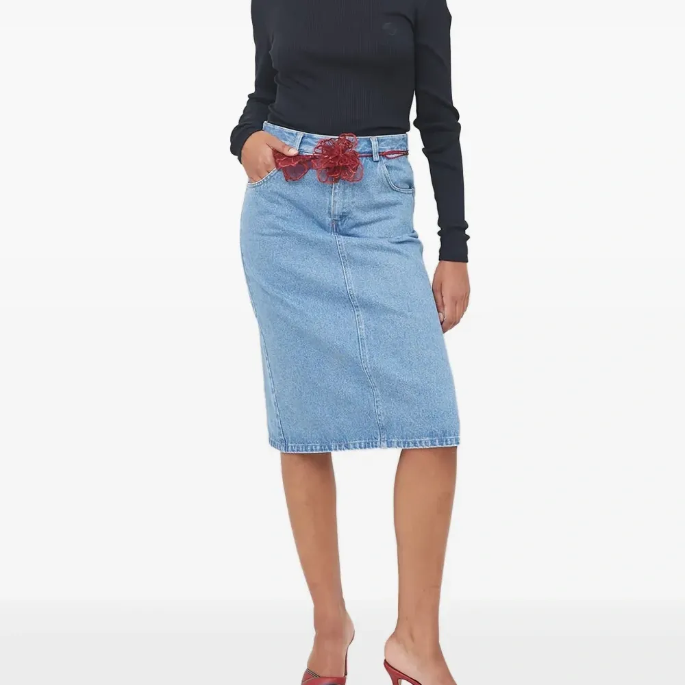 Джинсовая юбка миди