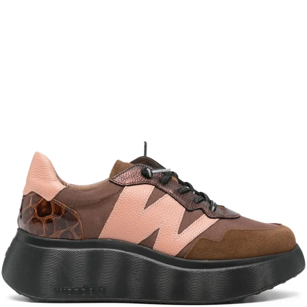 Кроссовки на платформе с кожаными вставками