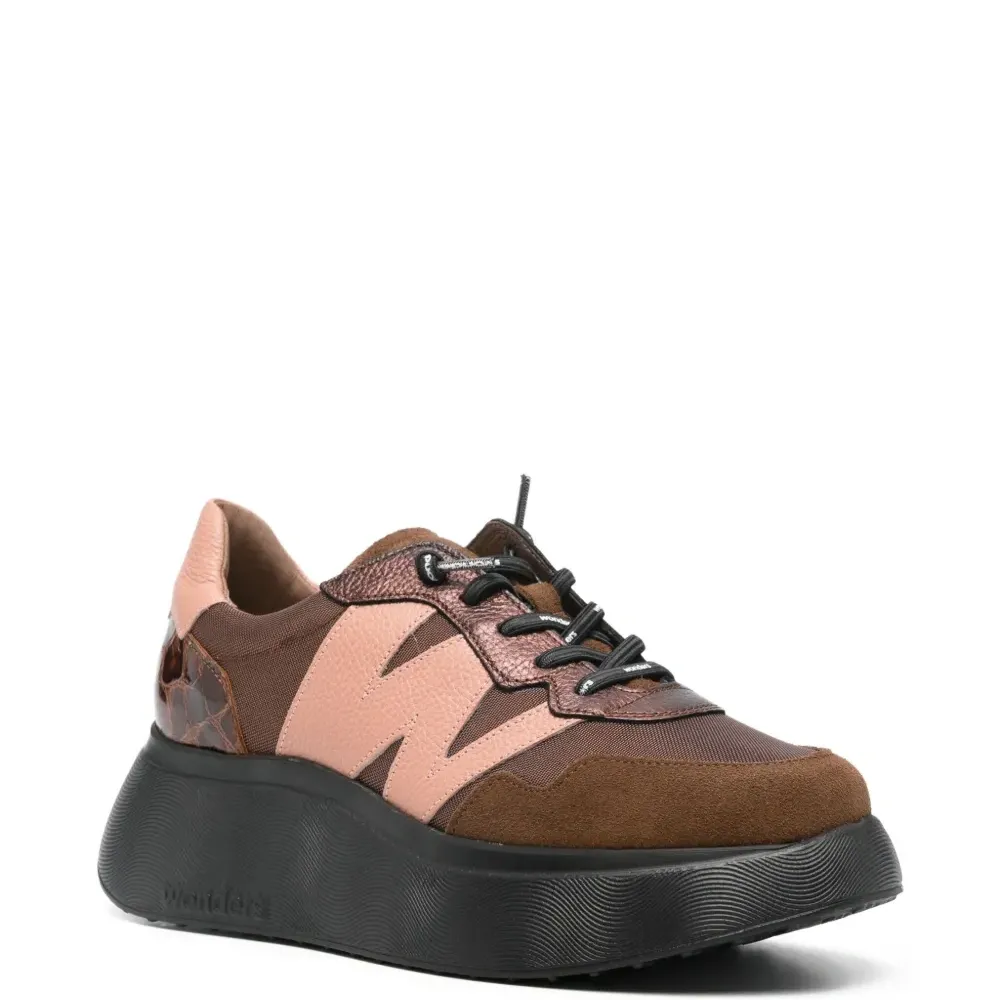 Кроссовки на платформе с кожаными вставками