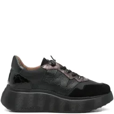 Кожаные кроссовки на платформе с панелями