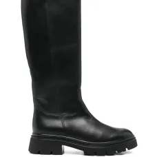 Кожаные ботинки на тракторной подошве с молнией