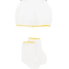 Комплект из шапки бини и пинеток с контрастной отделкой Комплект из шапки бини и пинеток с контрастной отделкой