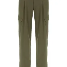 ЗЕЛЁНЫЕ БРЮКИ С ЗАСТЁЖКОЙ-МОЛНИЕЙ НА КАРМАНЕ И ЭЛАСТИЧНЫМ ПОЯСОМ