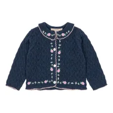 Кардиган с воротником и цветочной вышивкой