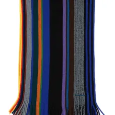 Шарф с фирменной полоской и бахромой