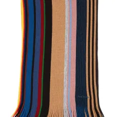 Шарф с фирменной полоской и бахромой