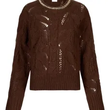 Свитер с ажурной отделкой и украшениями из драгоценных камней