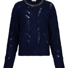 Ажурный джемпер с драгоценными камнями