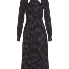 Платье миди в горошек с воротником